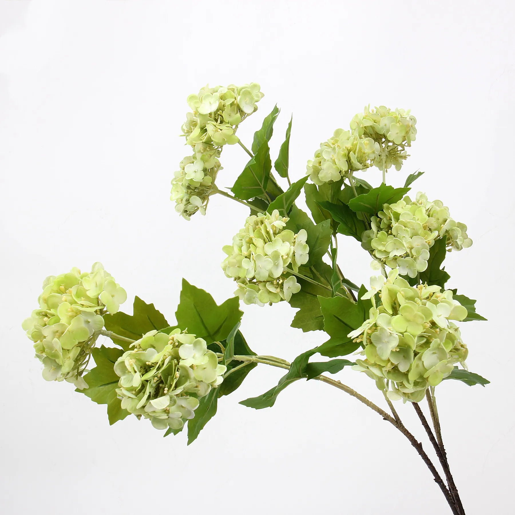3 Head Real Touch Faux Hydrangea Stem - Green