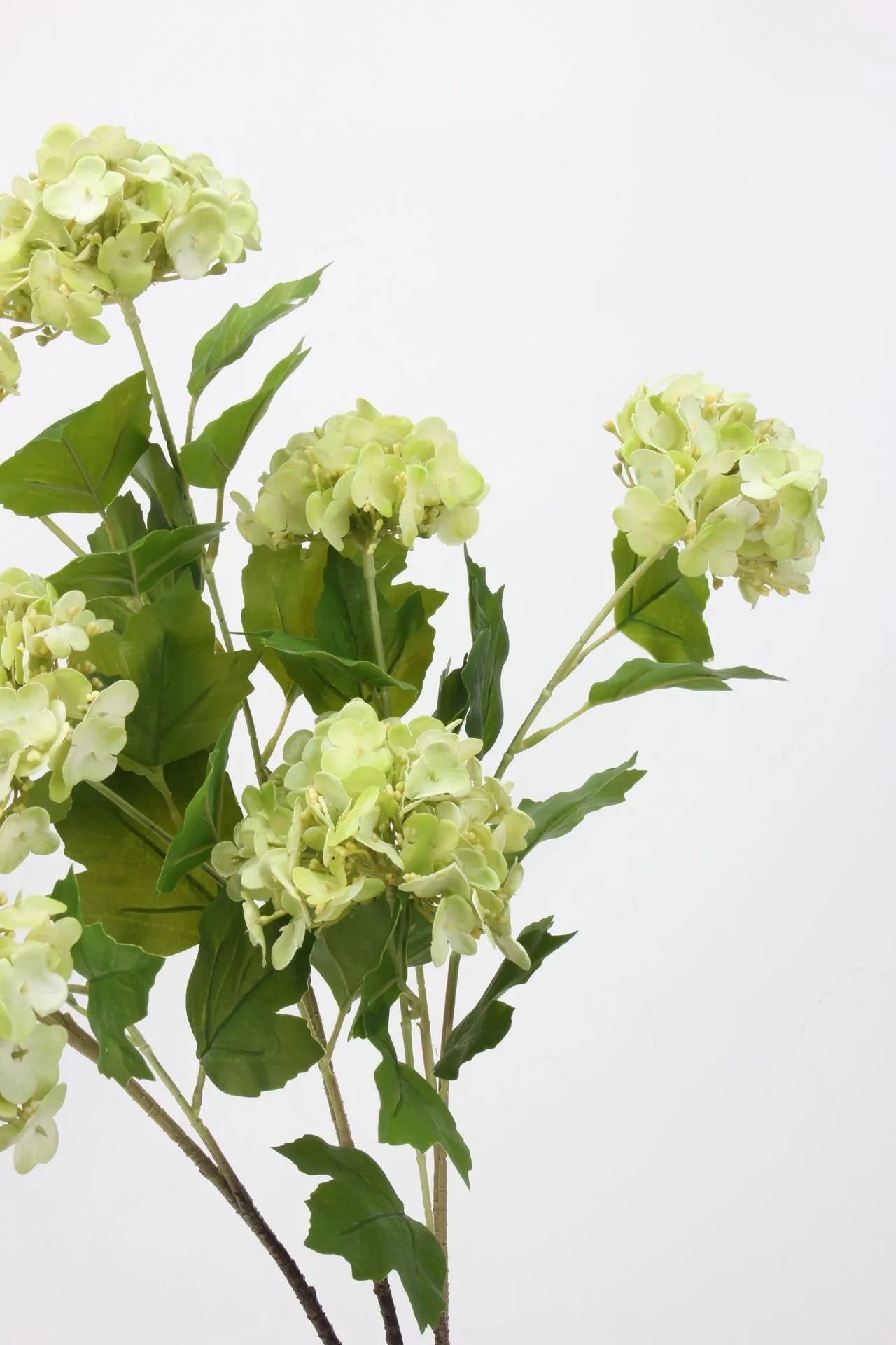 3 Head Real Touch Faux Hydrangea Stem - Green