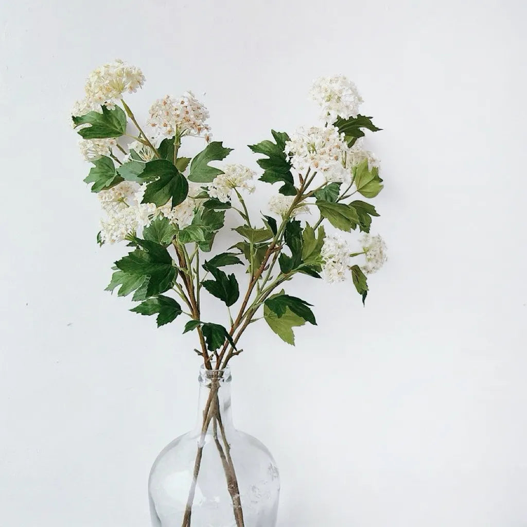 Faux Mini Snowball Hydrangea Branch