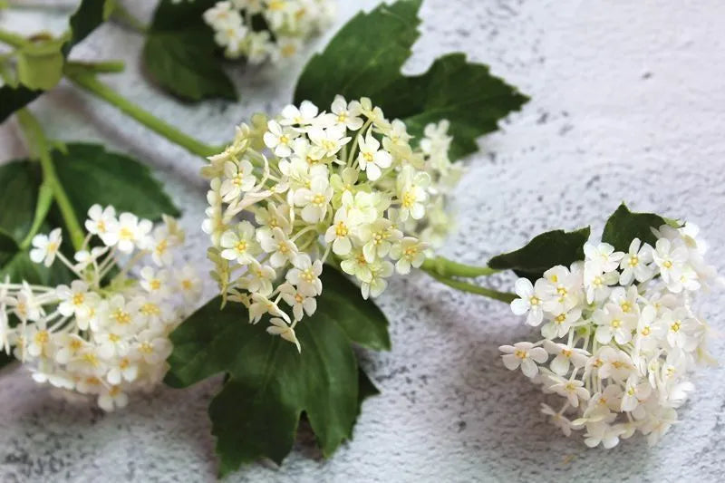 Faux Mini Snowball Hydrangea Branch