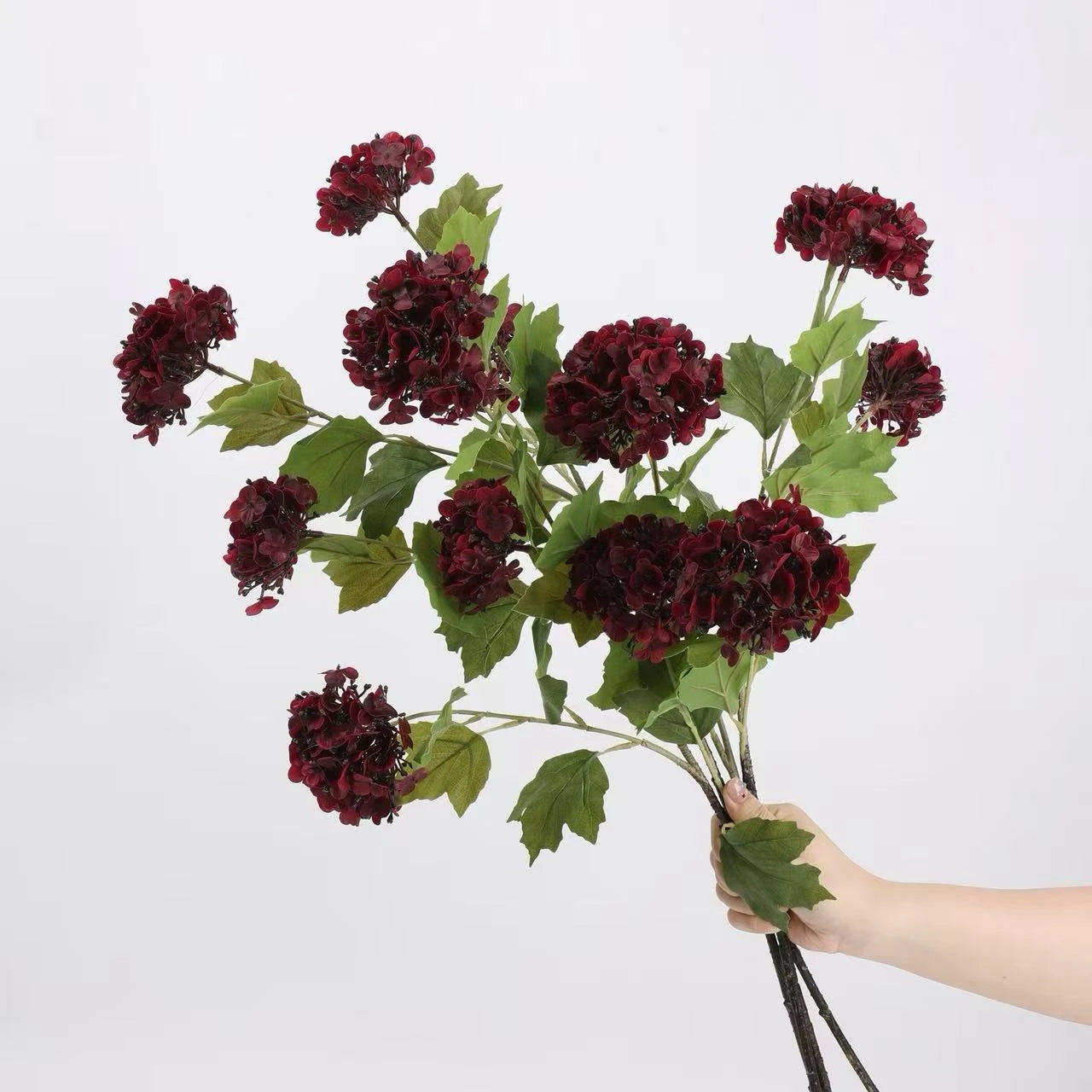 3 Flower Heads Real Touch Hydrangea Spray  - Autumn Tone