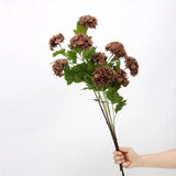 3 Flower Heads Real Touch Hydrangea Spray  - Autumn Tone