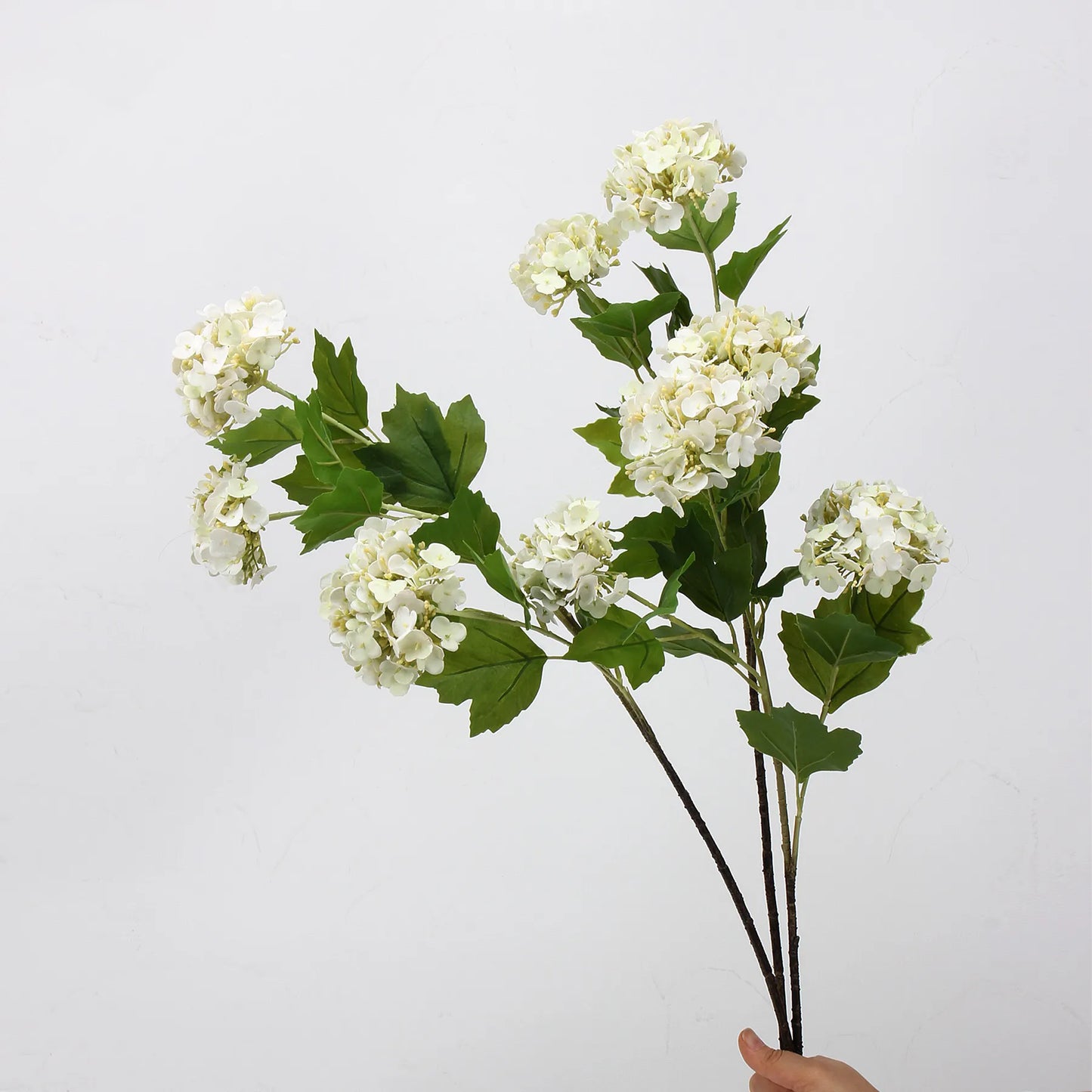 3本のリアルタッチフェイクアジサイステム - ホワイト