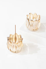 Amber Glass Tulip Incense Holder