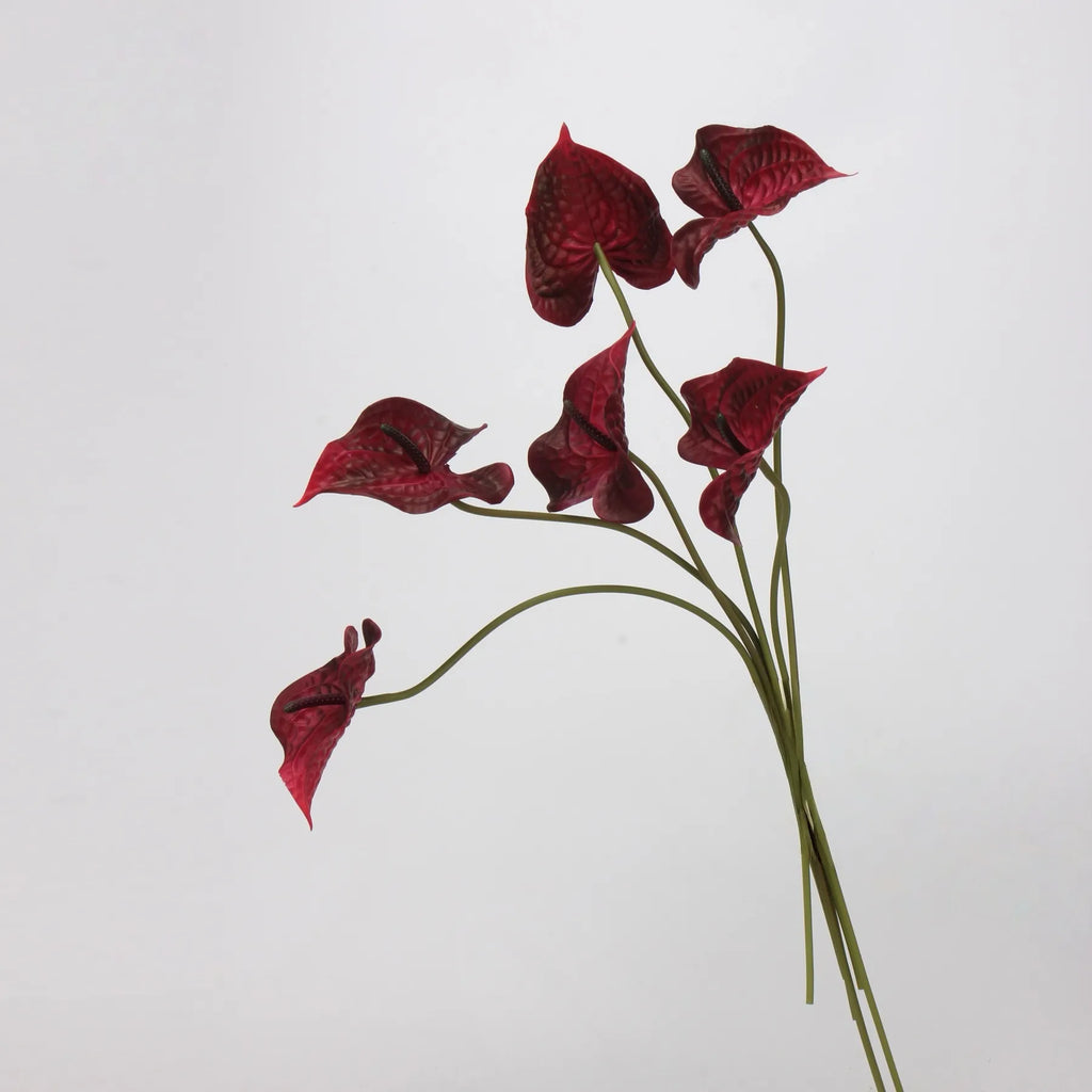Artificial Anthurium Stem  –Burgundy 22.8"