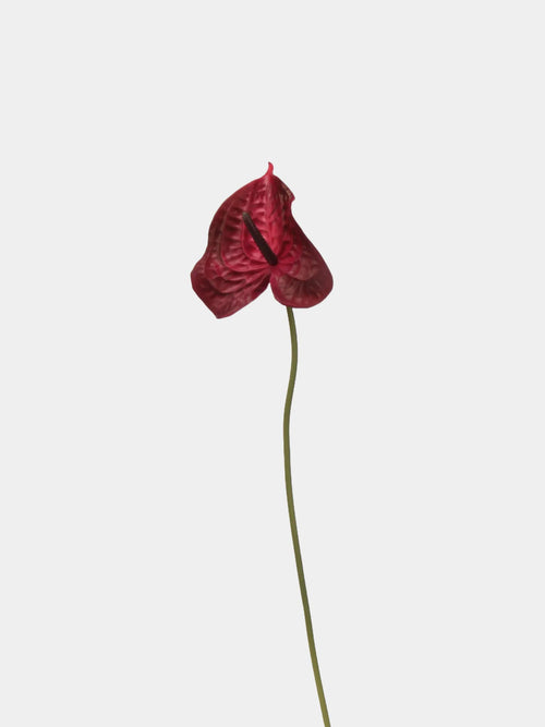 Artificial Anthurium Stem  –Burgundy 22.8"