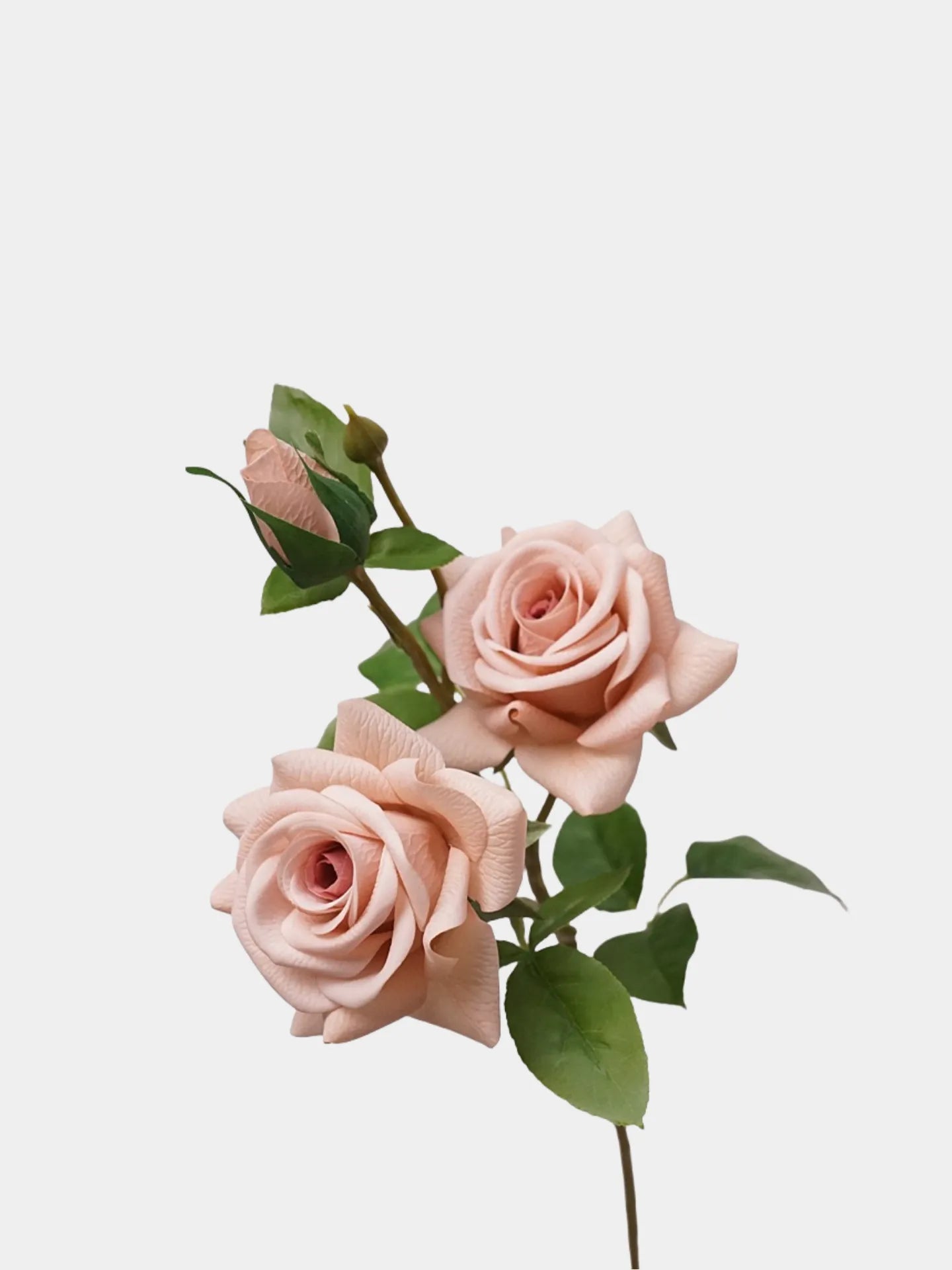 Artificial Cappuccino Triple-Head Rose