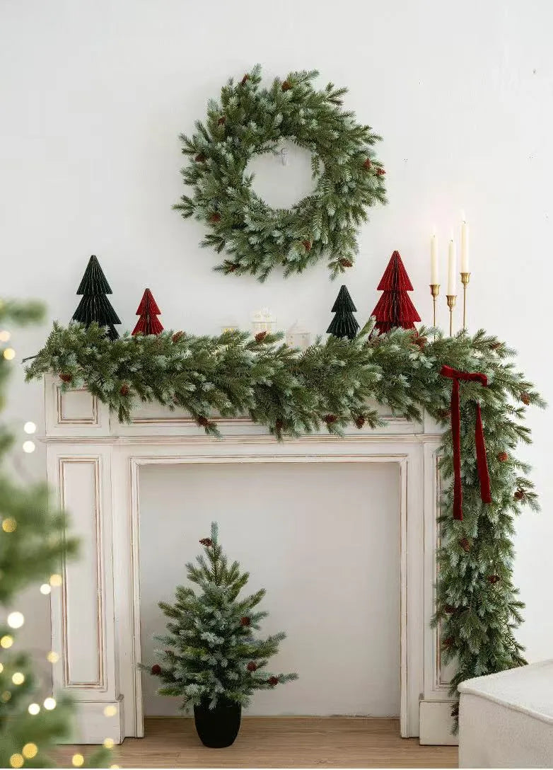 マッチングリース付き人工クリスマスガーランド – 6.5フィート