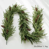 人工クリスマスガーランドとリース（松ぼっくり付き） - 6.5フィート