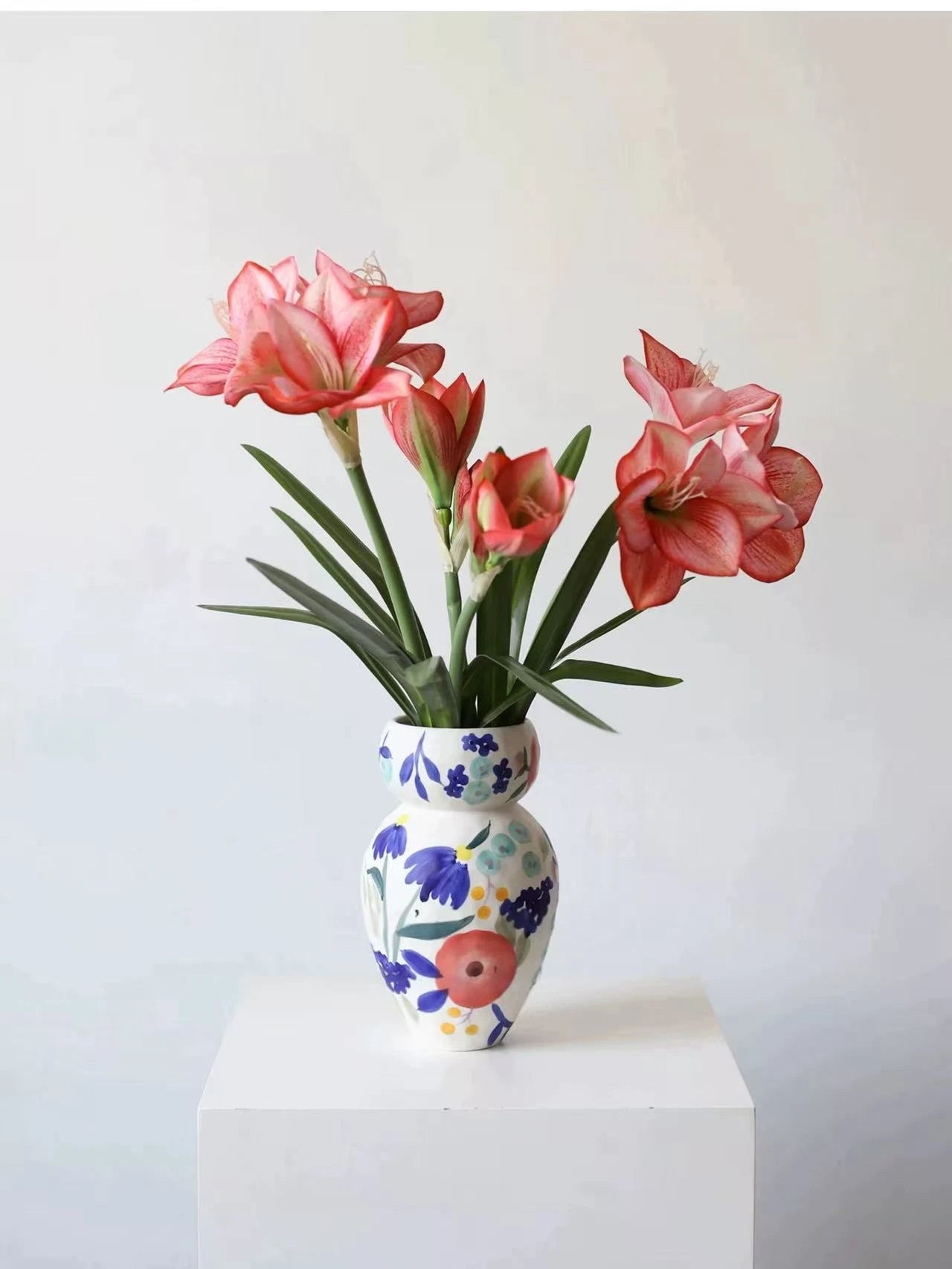 Artificial Clivia Miniata Flower Stem with Leaves – 58cm