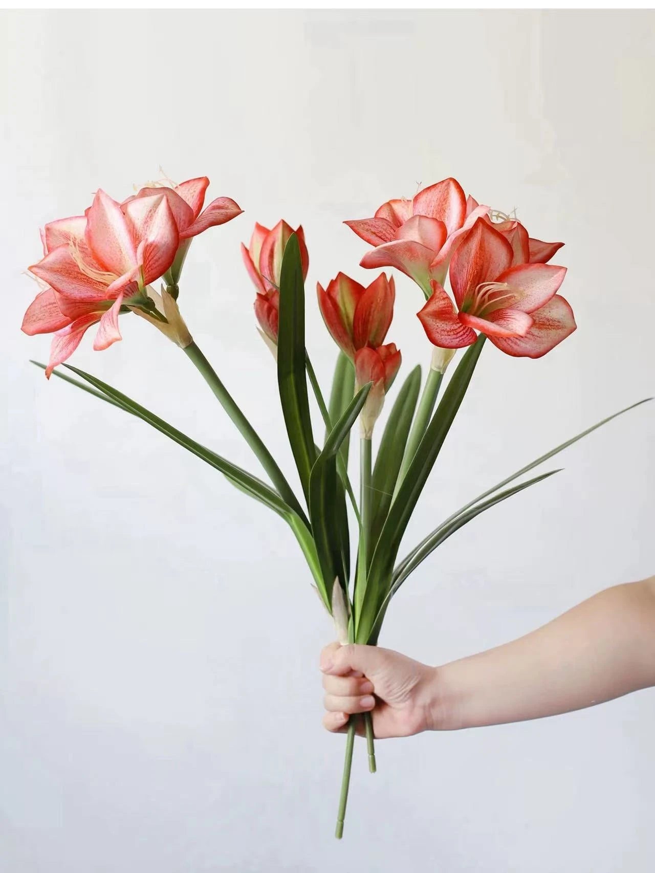Artificial Clivia Miniata Flower Stem with Leaves – 58cm