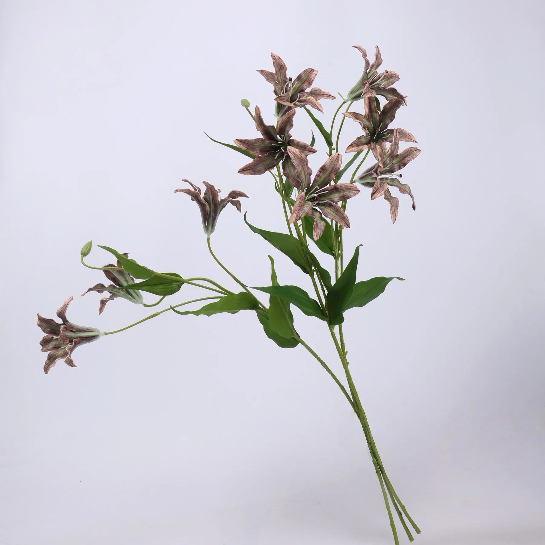 Artificial Lily Flower Branch -Brown