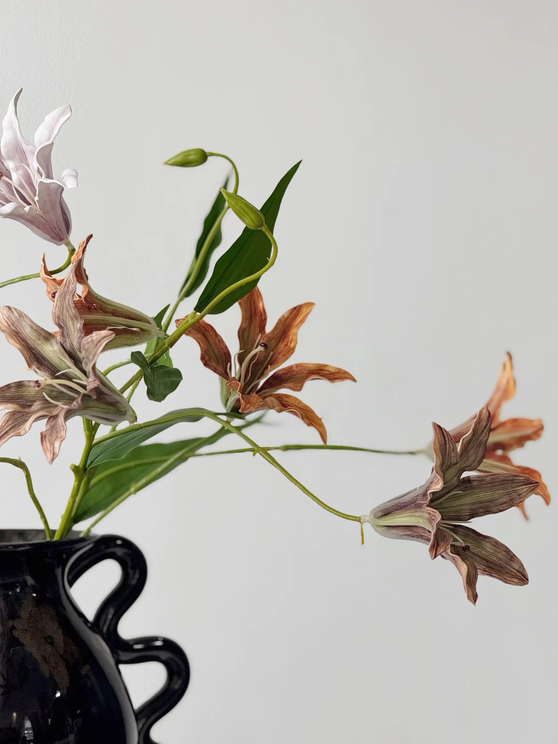 Artificial Lily Flower Branch -Brown