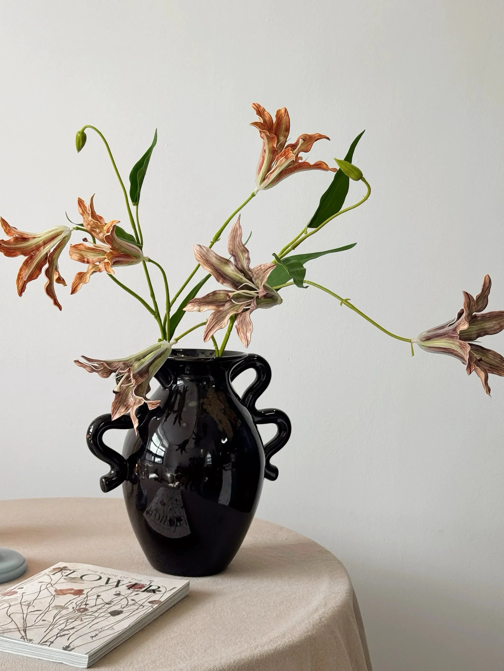 Artificial Lily Flower Branch -Brown