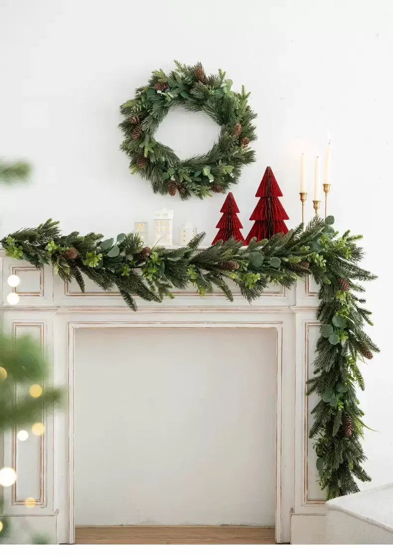 Artificial Christmas Garland with Pinecones & Greenery  -6.5 ft