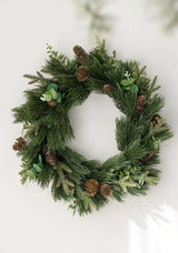 松ぼっくりと緑の葉の人工クリスマスガーランド - 6.5フィート