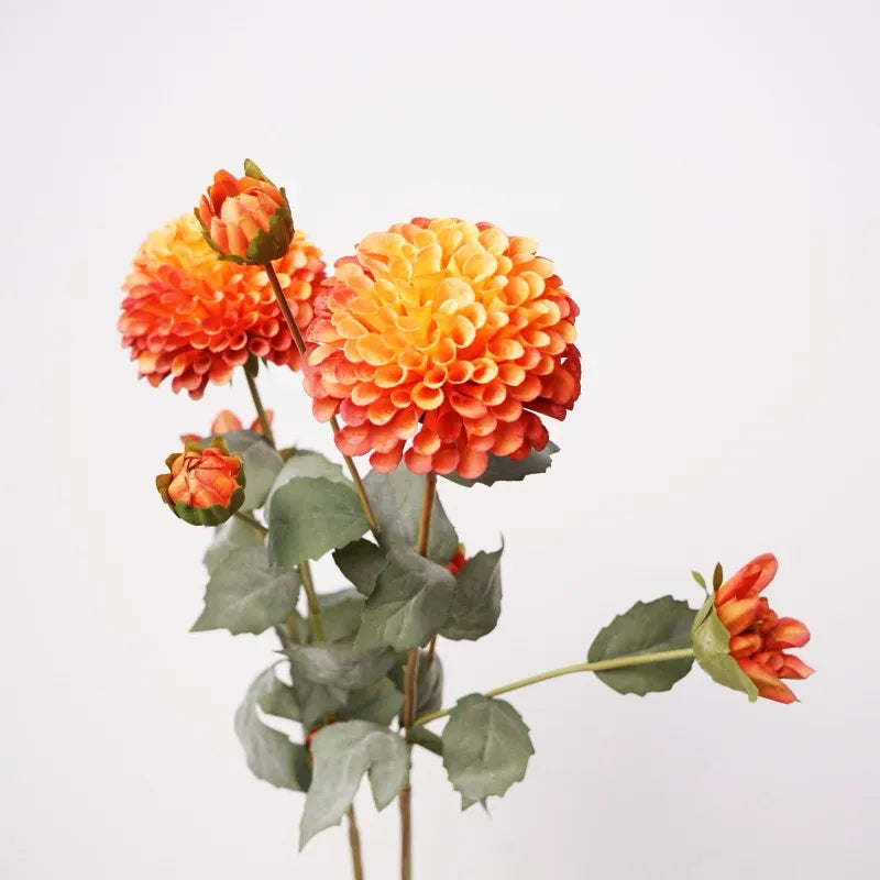 Artificial Dahlia Flower Branch -Orange