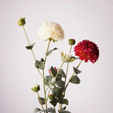 Artificial Dahlia Flower Branch -White