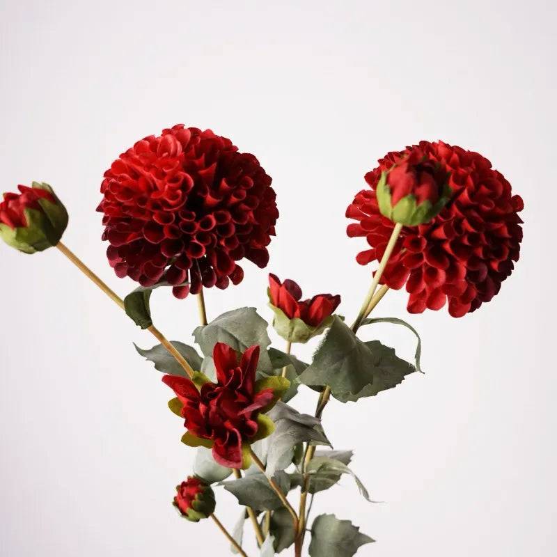 Artificial Dahlia Flower Branch -Red