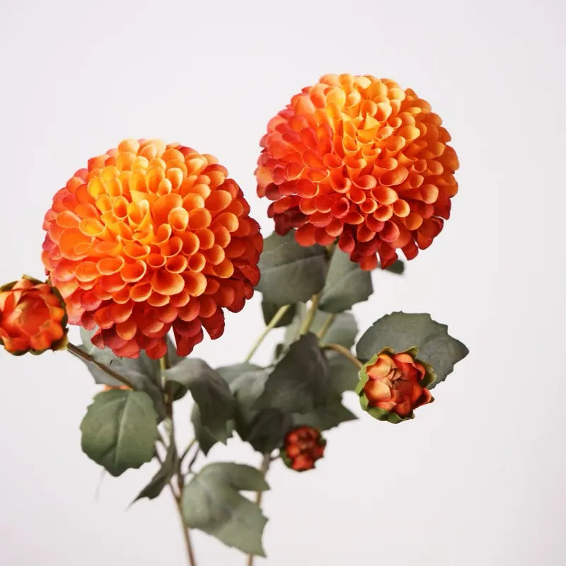 Artificial Dahlia Flower Branch -Orange
