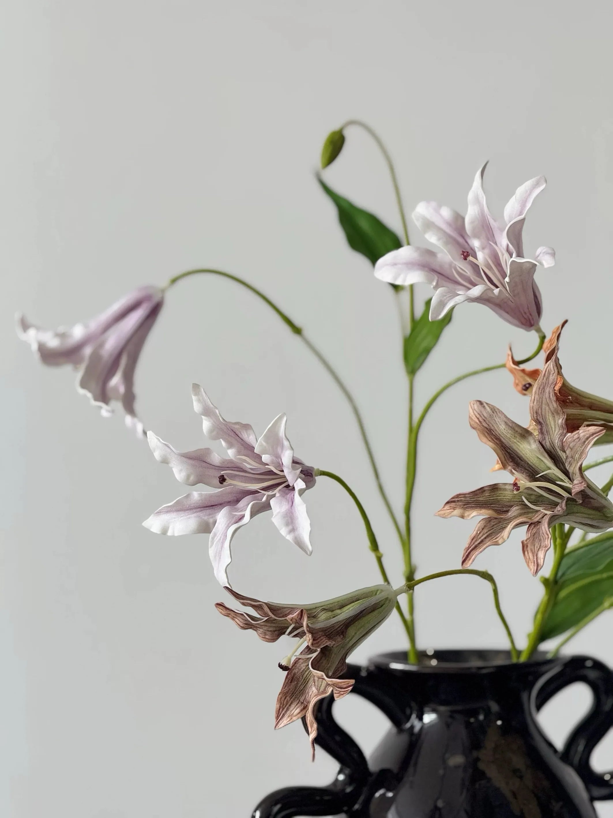 Artificial Lily Flower Branch -Brown