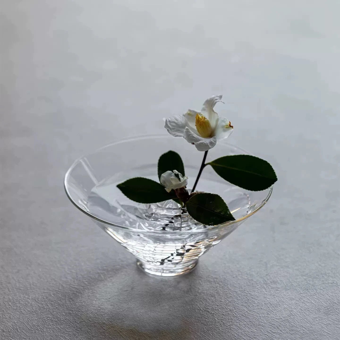 Artisan Glass Flower Frog & Ceramic Ikebana Bowl Set