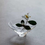 Artisan Glass Flower Frog & Ceramic Ikebana Bowl Set