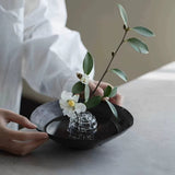 Artisan Glass Flower Frog & Ceramic Ikebana Bowl Set