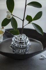 Artisan Glass Flower Frog & Ceramic Ikebana Bowl Set