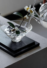 Artisan Glass Flower Frog & Ceramic Ikebana Bowl Set