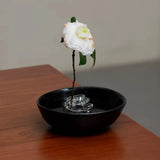 Artisan Glass Flower Frog & Ceramic Ikebana Bowl Set