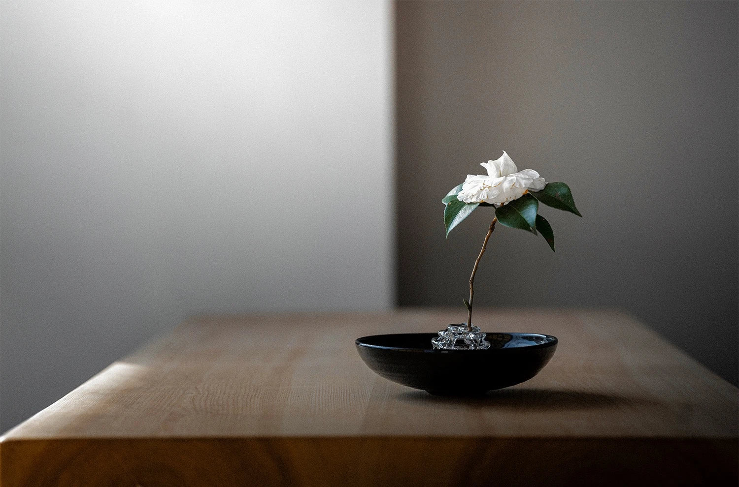 Artisan Glass Flower Frog & Ceramic Ikebana Bowl Set