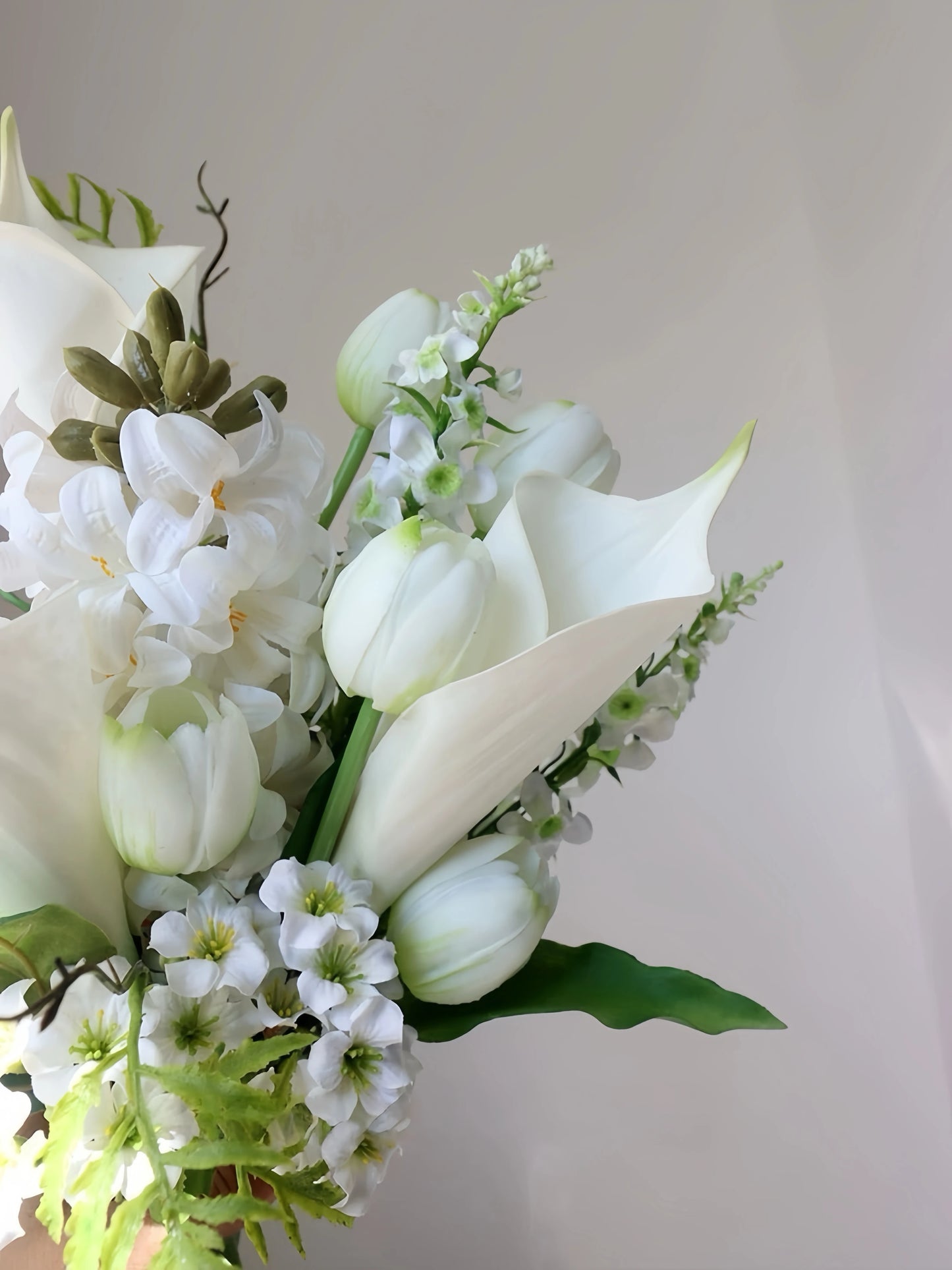 Calla Lily Faux Green and White Bridal Bouquet -15"