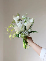 Calla Lily Faux Green and White Bridal Bouquet -15"
