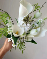 Calla Lily Faux Green and White Bridal Bouquet -15"
