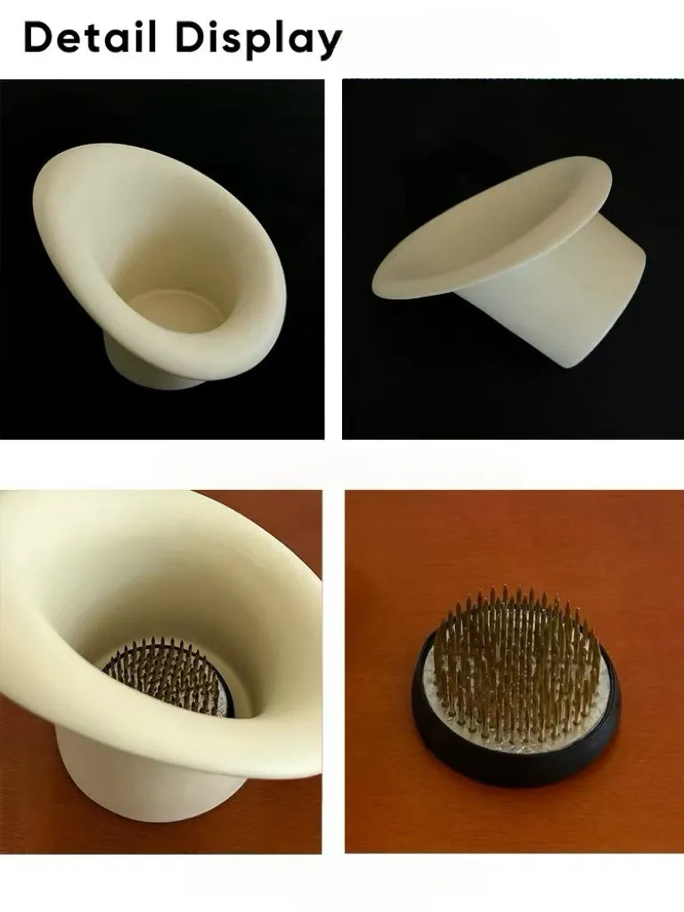 取り外し可能な花留め（剣山）付きのセラミック生け花用花瓶