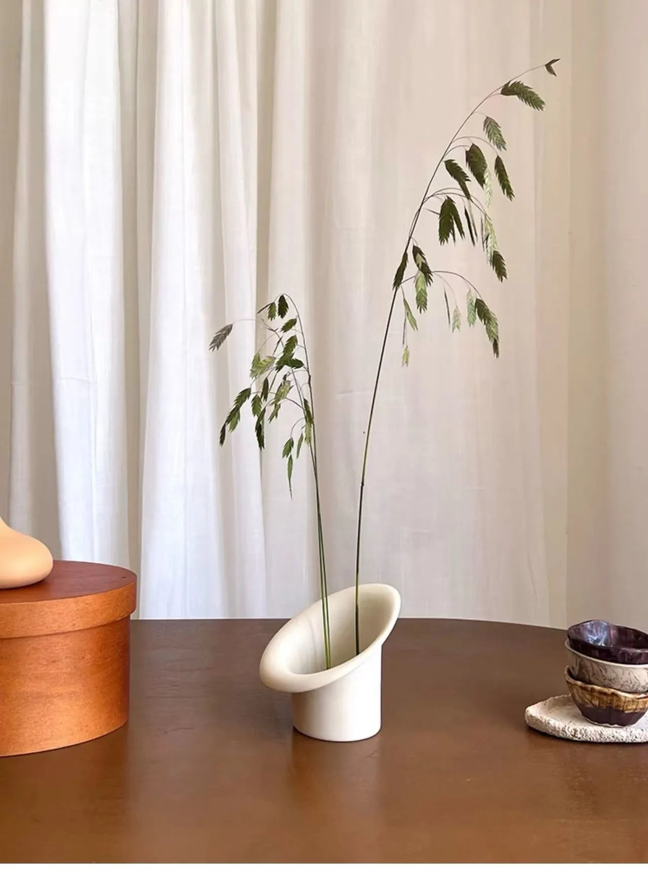 Ceramic Ikebana Vase with Removable Flower Frog (Kenzan)