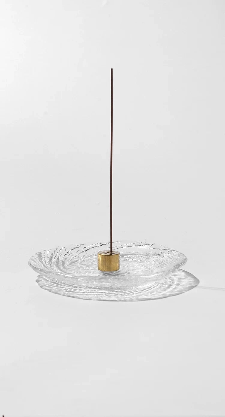 Clear Ripple Glass Incense Holder
