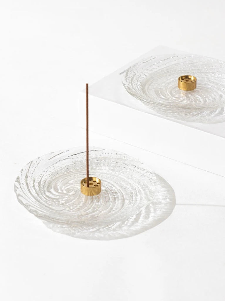 Clear Ripple Glass Incense Holder