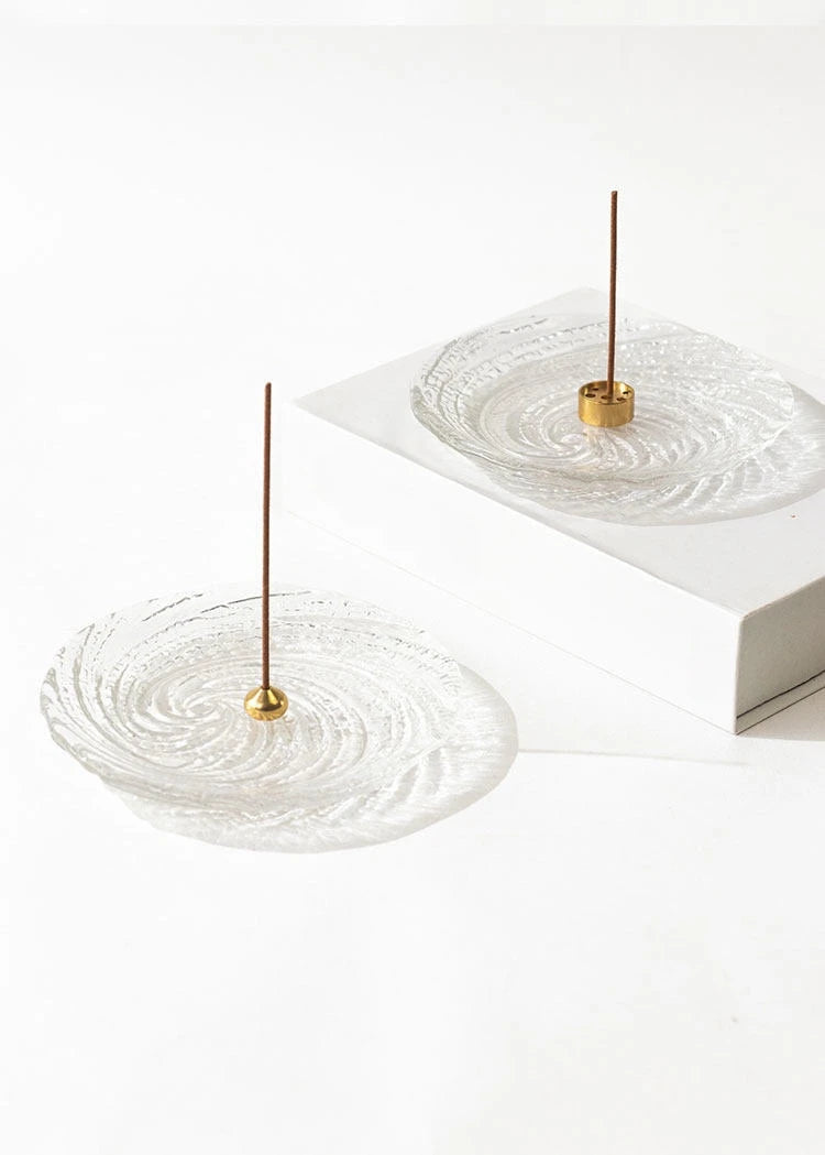 Clear Ripple Glass Incense Holder