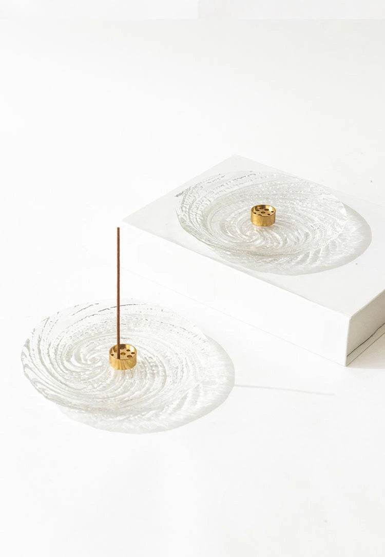 Clear Ripple Glass Incense Holder