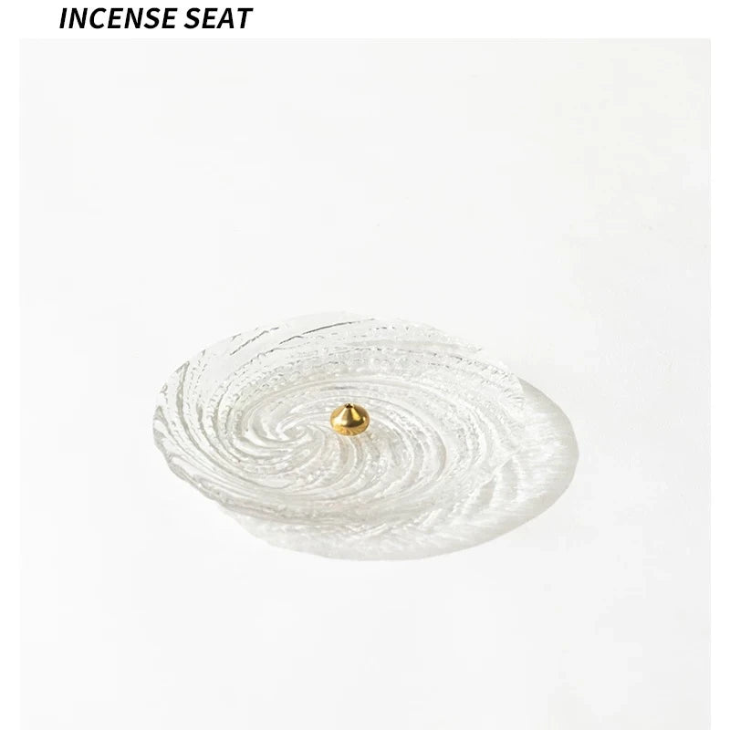 Clear Ripple Glass Incense Holder