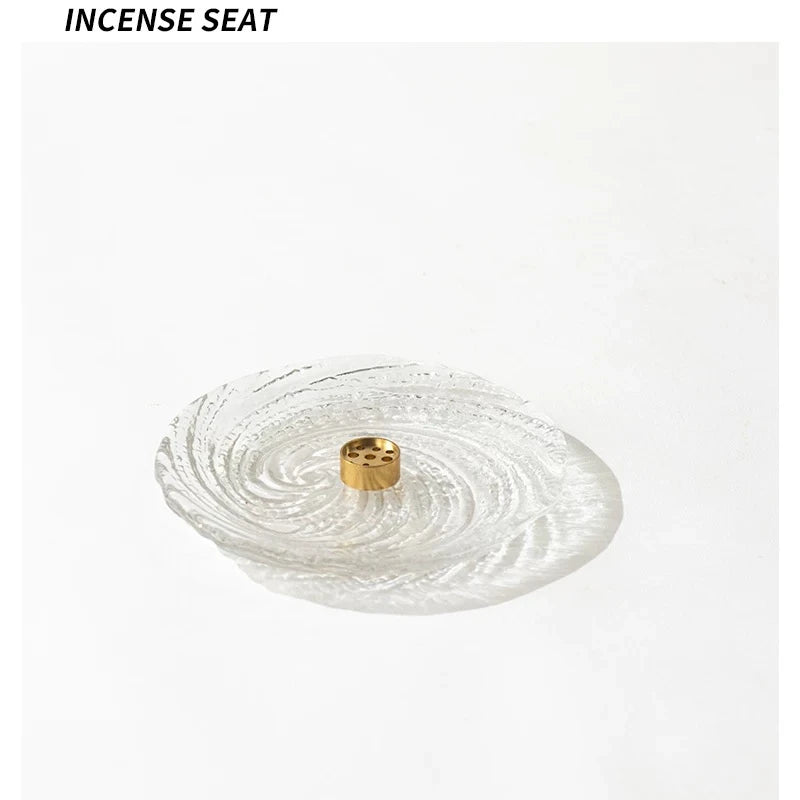 Clear Ripple Glass Incense Holder