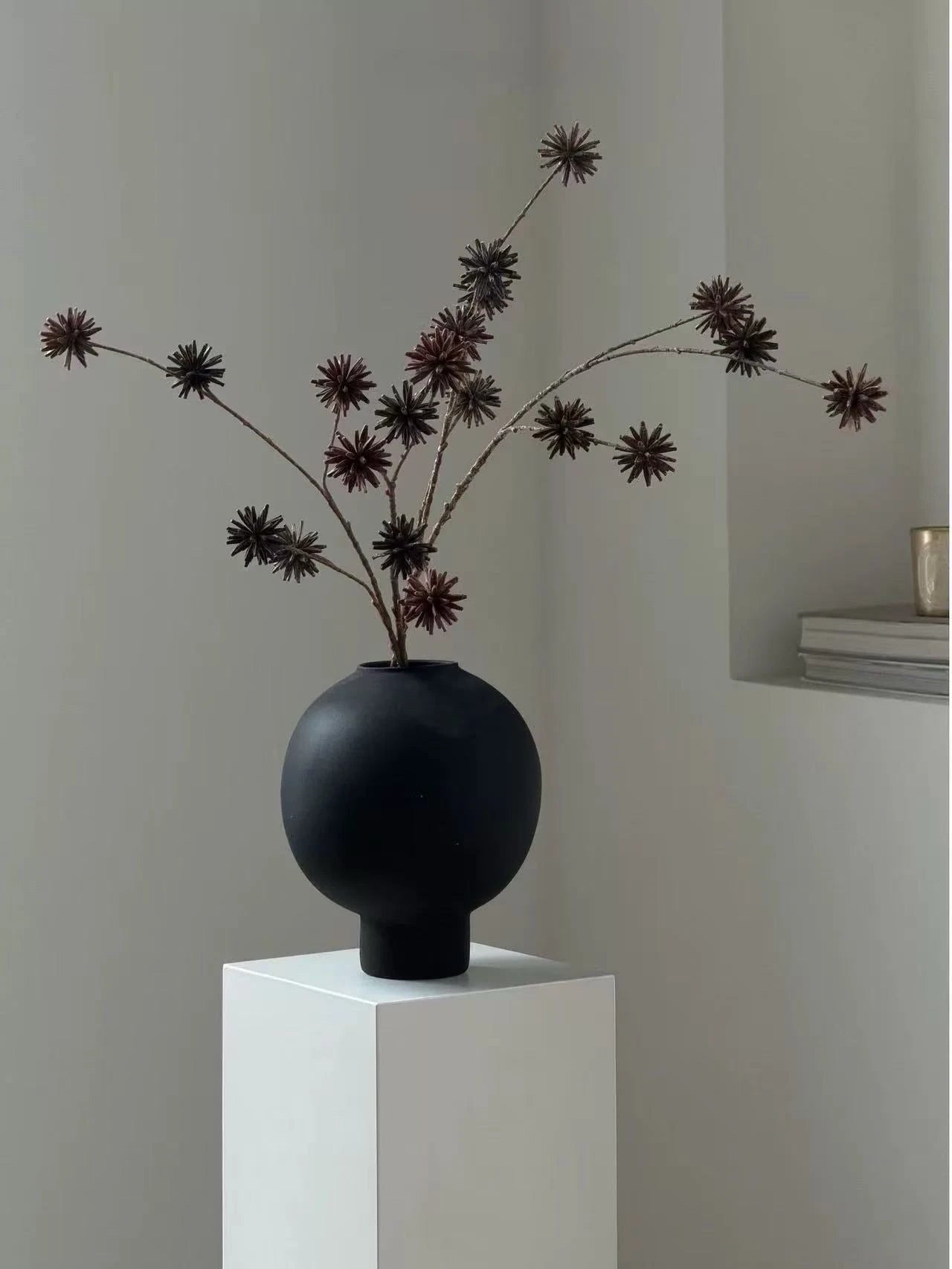 Dark Brown Artificial Seed Pod Branch – 110cm