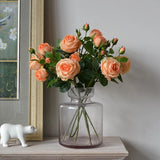 Künstliche Blumen Gefälschte Rosen – 18,9" Dreifache Blüte mit Knospe 