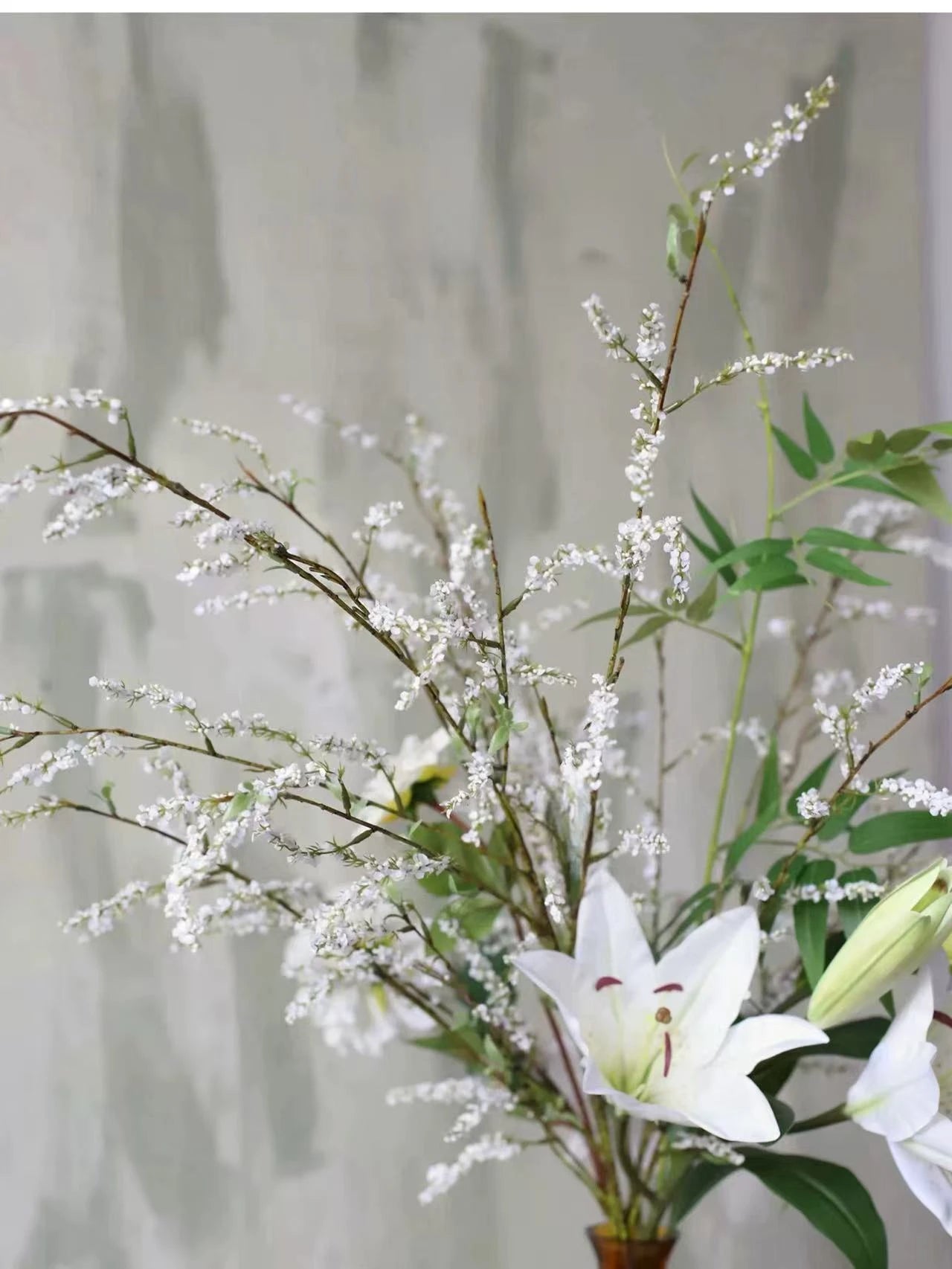 Faux 5-Fork  Spiraea Spray Stem