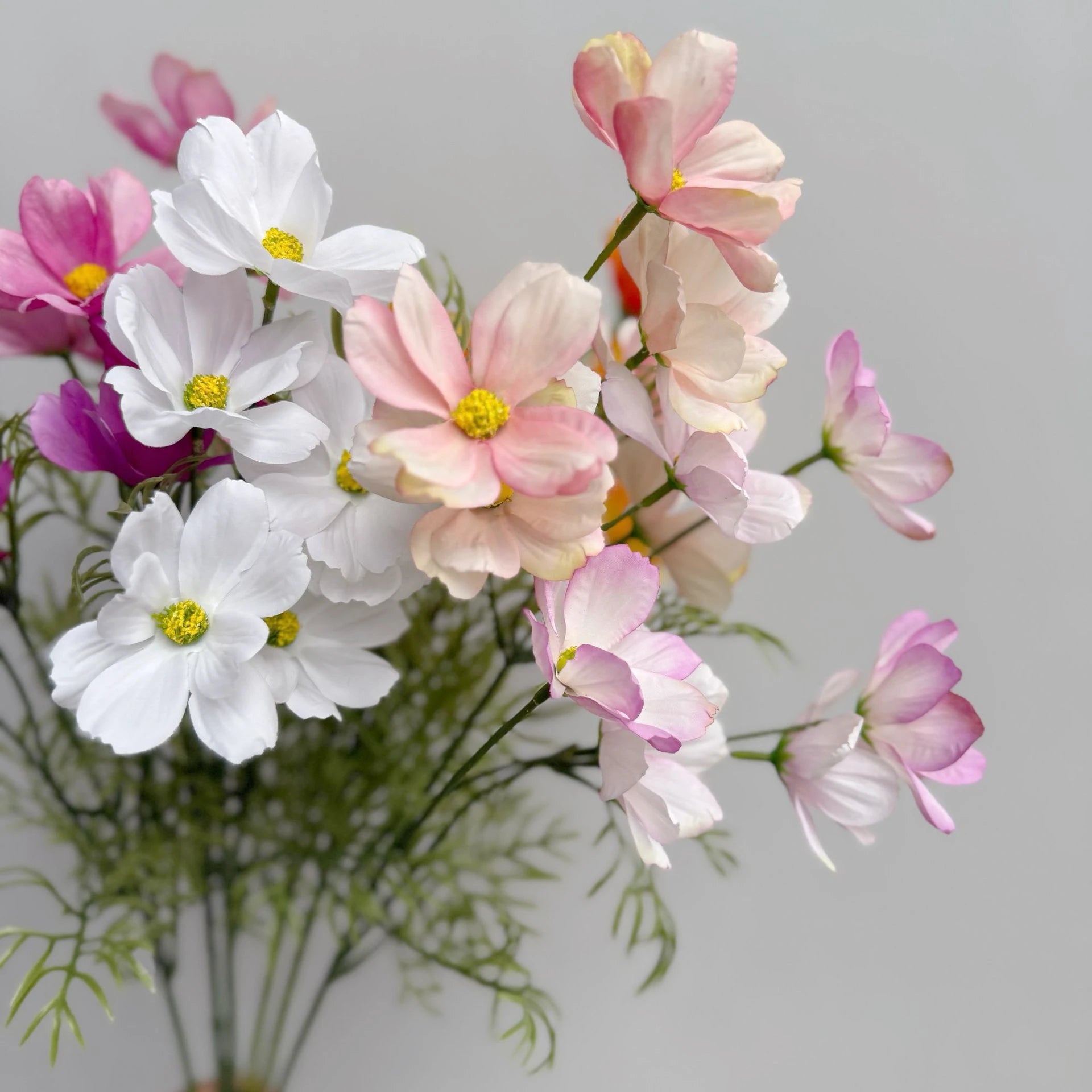 Faux 6-Head Cosmos Meadow Flower Stem – 24"/61cm