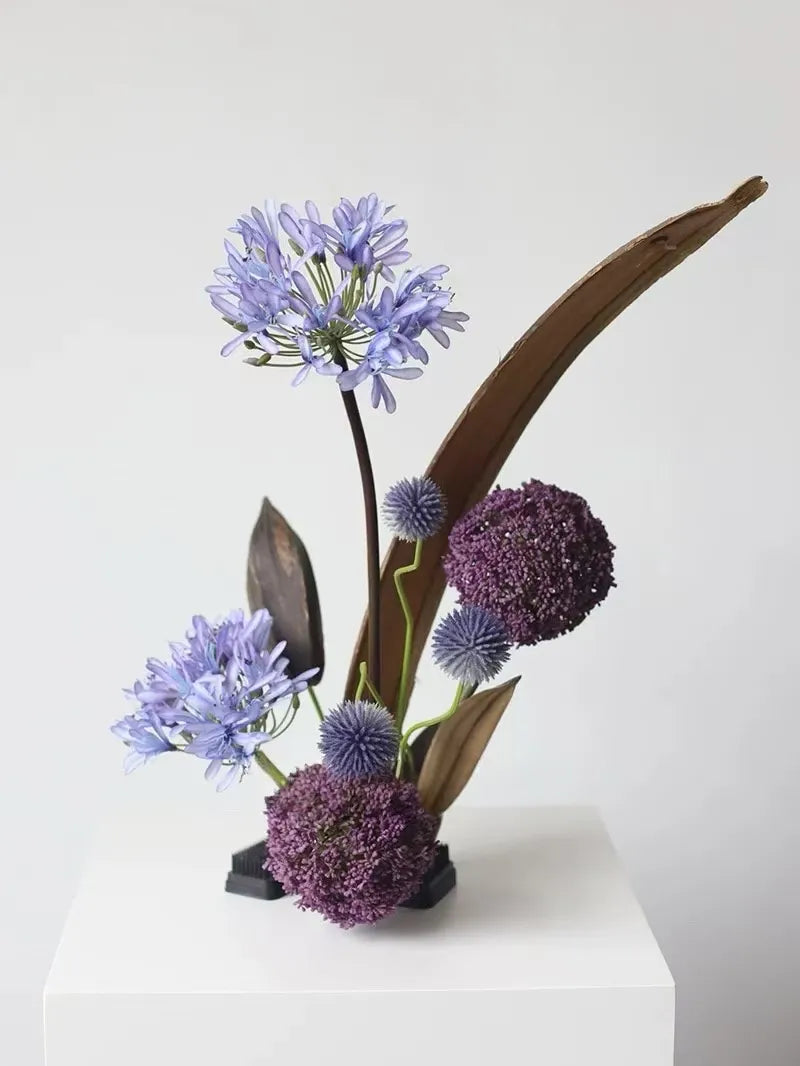 Faux Agapanthus Stem in Vliolet/White