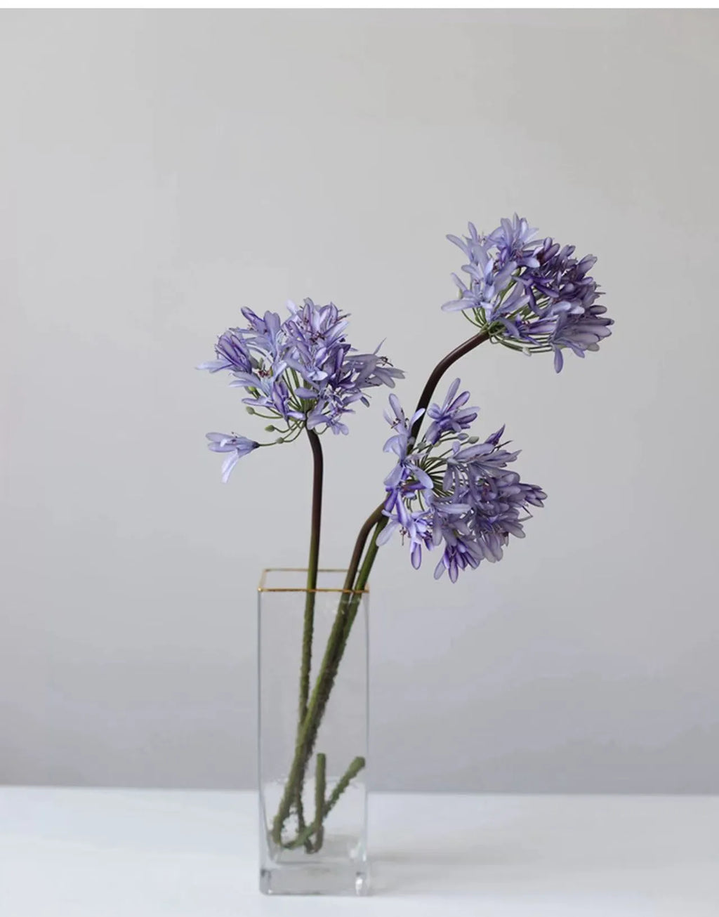 Faux Agapanthus Stem in Vliolet/White