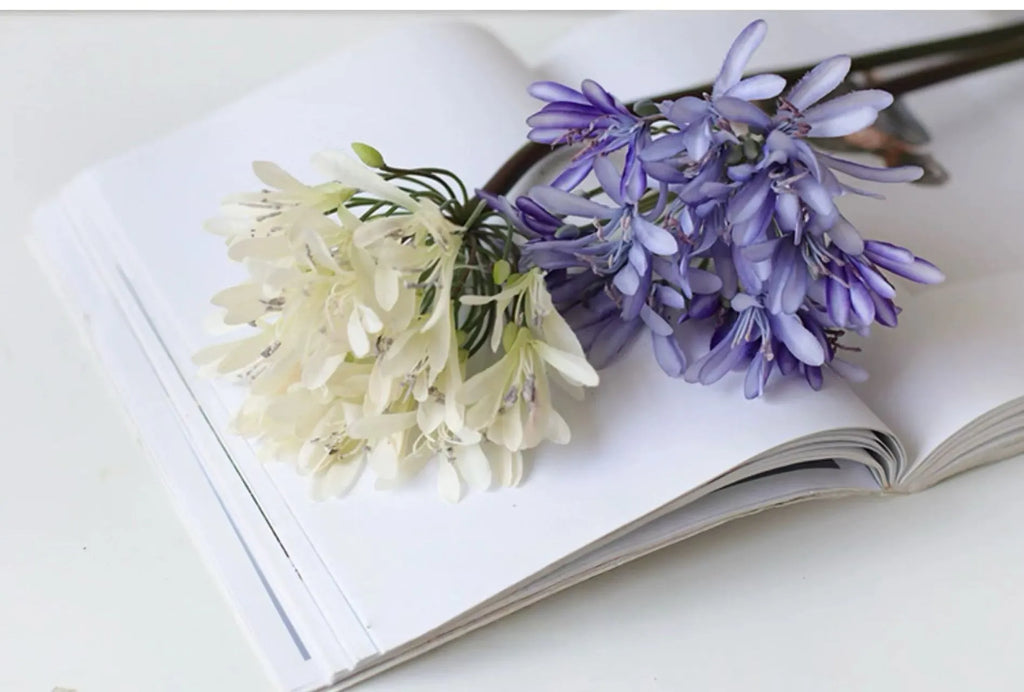 Faux Agapanthus Stem in Vliolet/White
